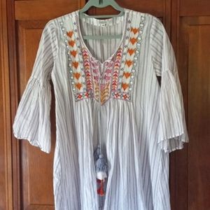 Bohemian Embroidered Cotton Tunic